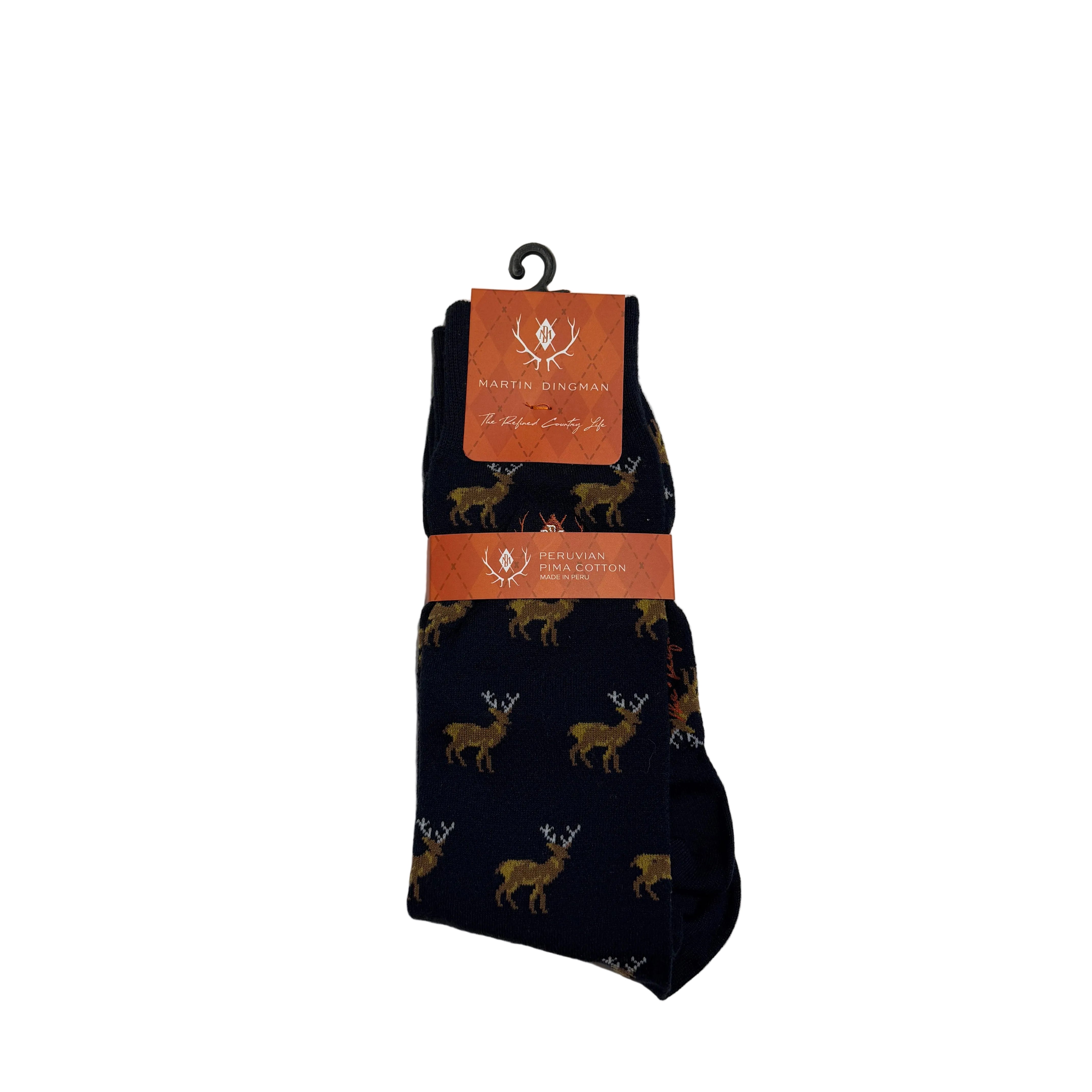 Martin Dingman Elk Peruvian Pima Cotton Socks- Navy