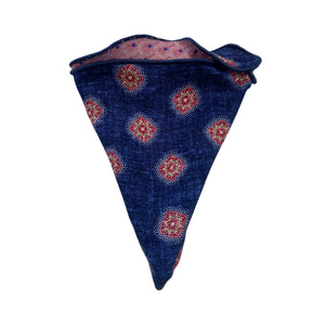 Edward Armah Reversible Pocket Circle-Medallion/Feather Print-Navy/Pink