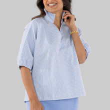 Load image into Gallery viewer, Emily McCarthy Poppy Top-Grapemist Stripe
