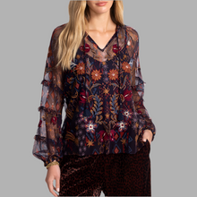 Load image into Gallery viewer, Johnny Was Saphire Mesh Blouse-Monika
