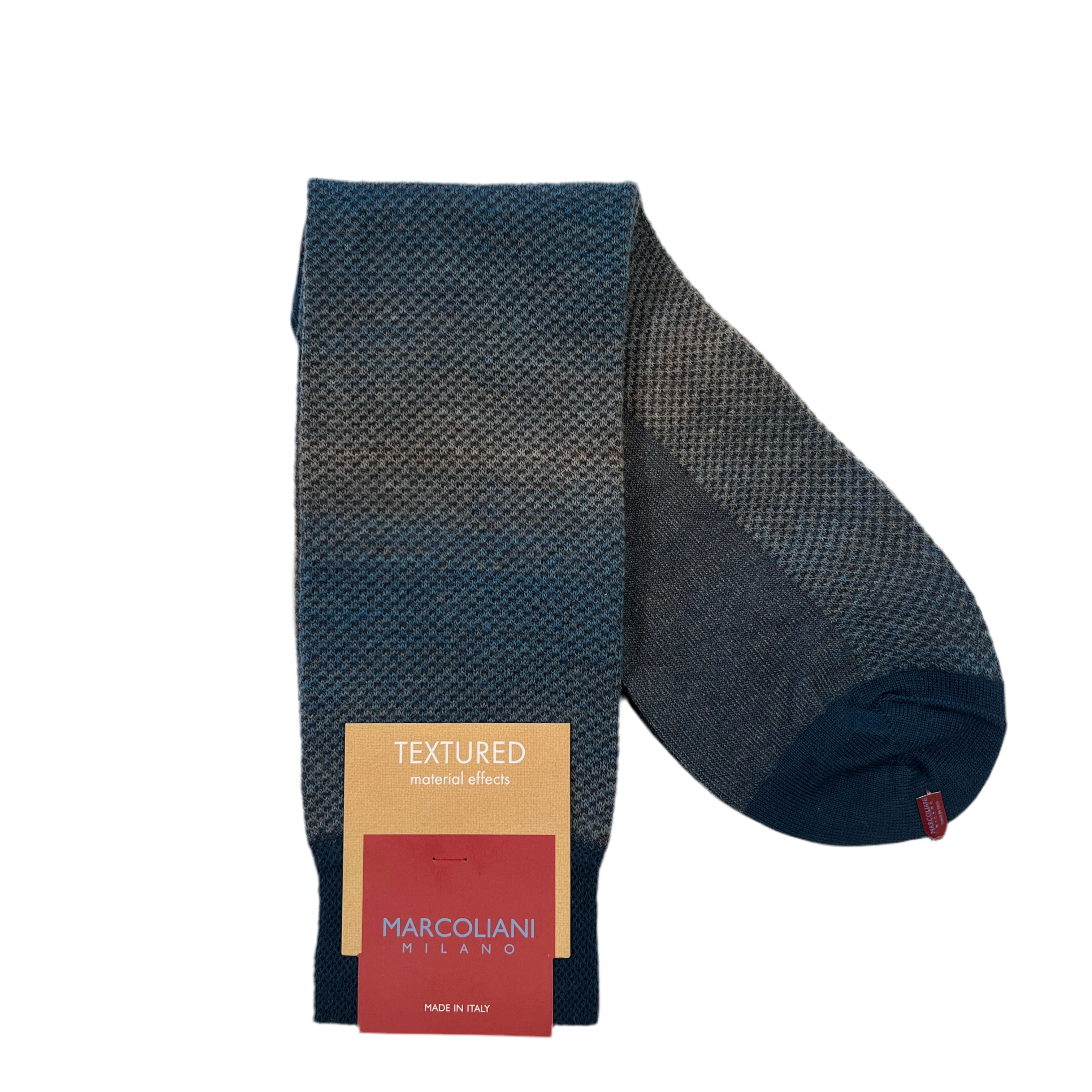 Marcoliani Mid-Calf Textured Dress Sock-Shaded Pique-Lichene Green