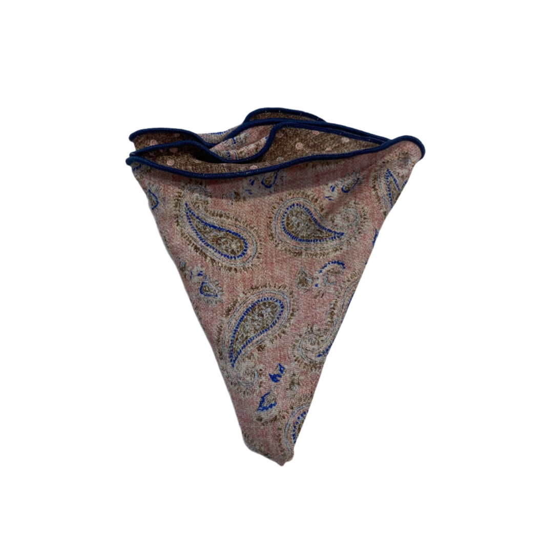 Edward Armah Reversible Pocket Circle-Paisley/Dots Print-Light Pink/Brown