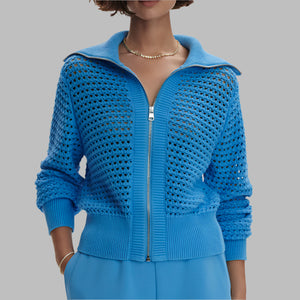 Varley Eloise Full Zip Knit-Azure Blue