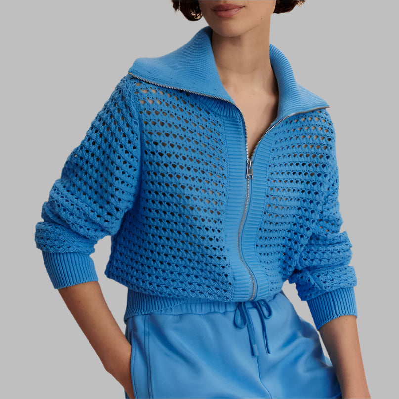 Varley Eloise Full Zip Knit-Azure Blue