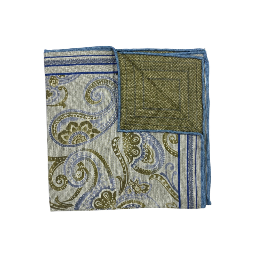 Geoff Nicholson Pocket Square-Exploded Paisley-Blue/Green