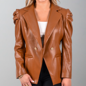 Emily McCarthy Bradshaw Blazer-Luggage Vegan Leather