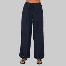 Load image into Gallery viewer, Milio Milano Linen Pants with Side Panel-Navy
