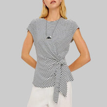 Load image into Gallery viewer, Rails Gabbie Short Sleeved Stripped Top-Ivory/Navy
