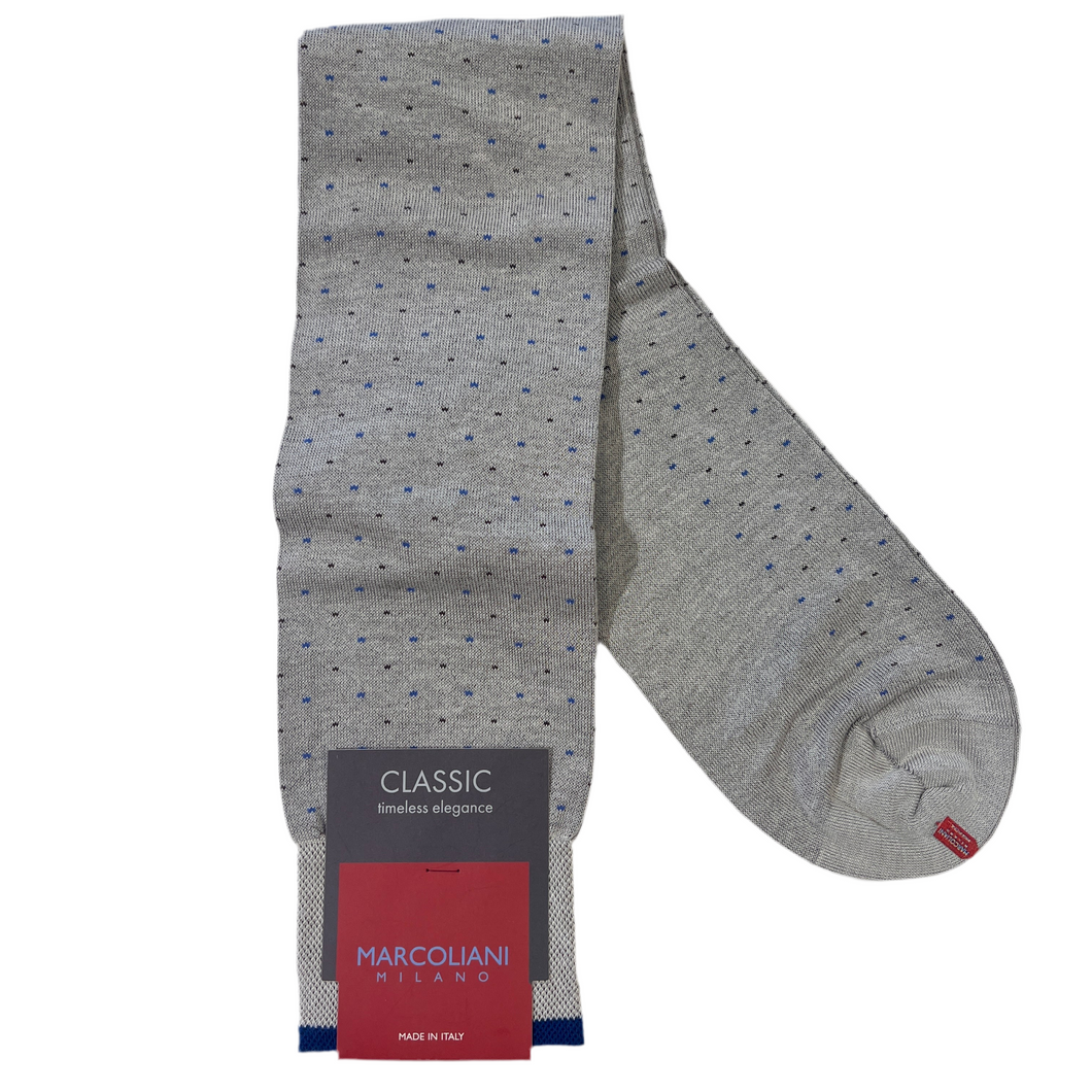 Marcoliani Over the Calf Classic Dress Sock-Varese Pindot-Beige