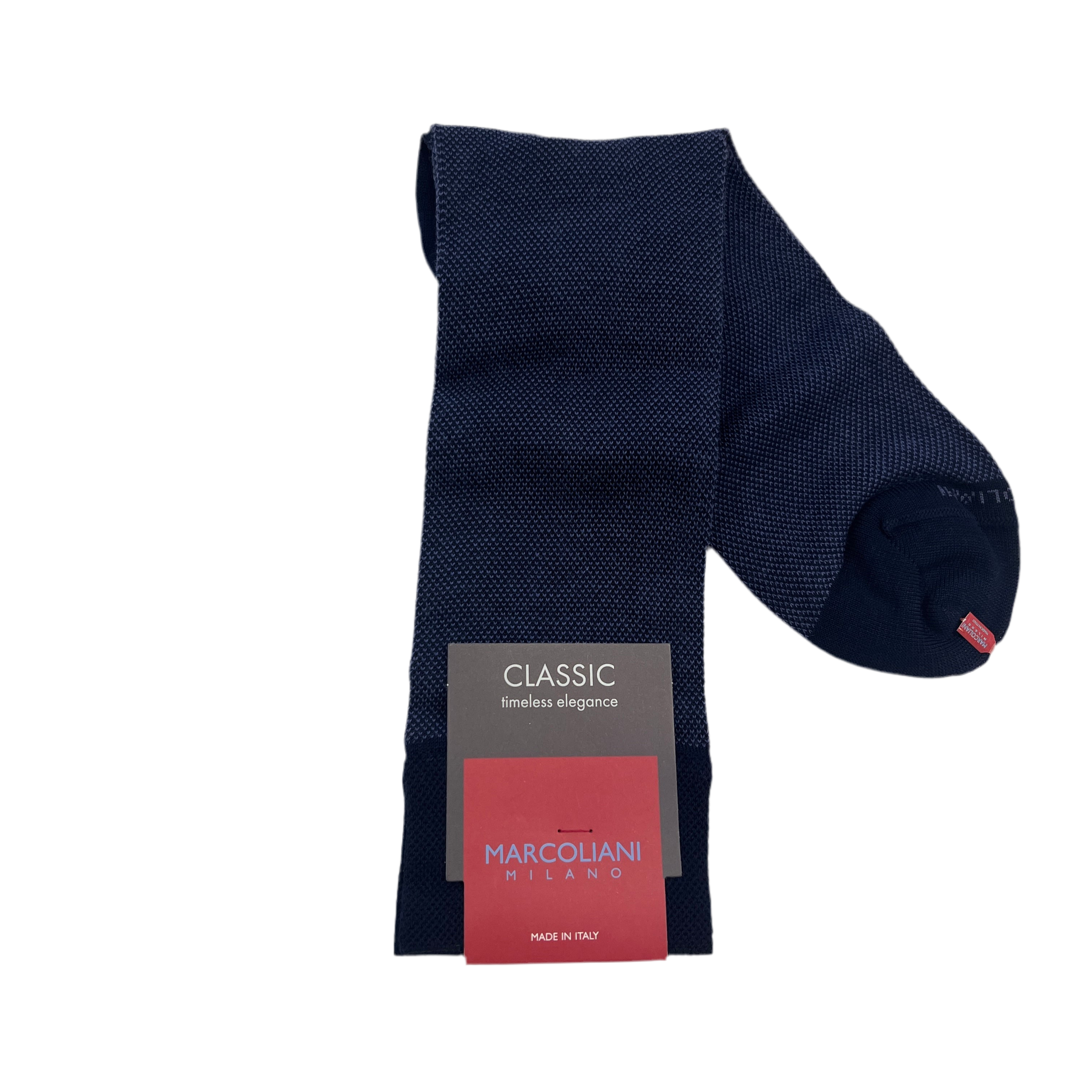 Marcoliani Mid-Calf Classic Dress Sock-Birdseye-Navy