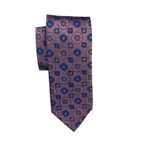 Geoff Nicholson Neckwear-Fancy Flower Medalion-Pink/Indigo