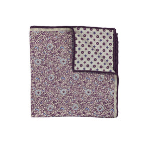 Geoff Nicholson Pocket Square-Floral Print-Purple/Cream