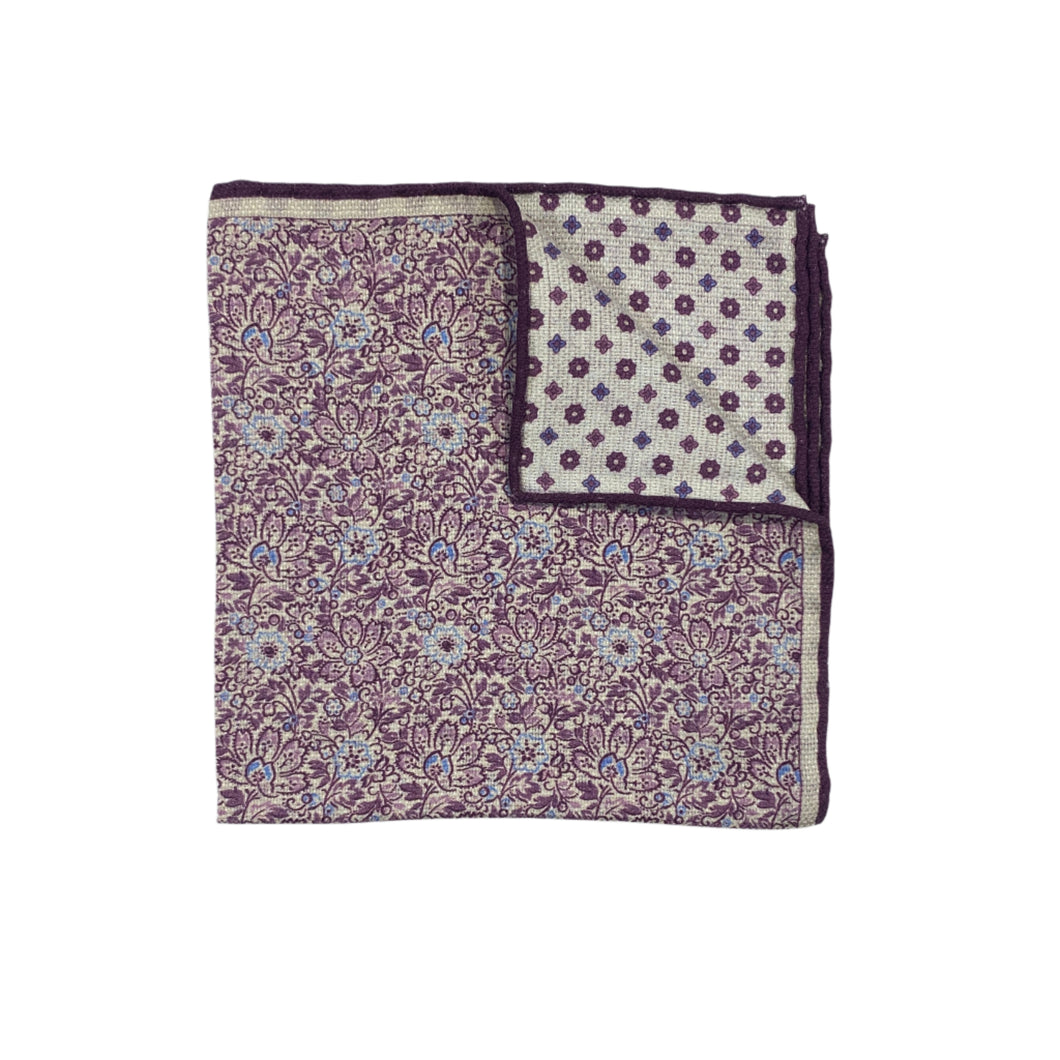Geoff Nicholson Pocket Square-Floral Print-Purple/Cream