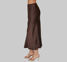 Load image into Gallery viewer, Milio Milano Silky Slip Skirt-Chocolate Brown
