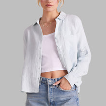 Load image into Gallery viewer, Bobi Cropped Button-Down Long Sleeve Shirt-Powder Blue
