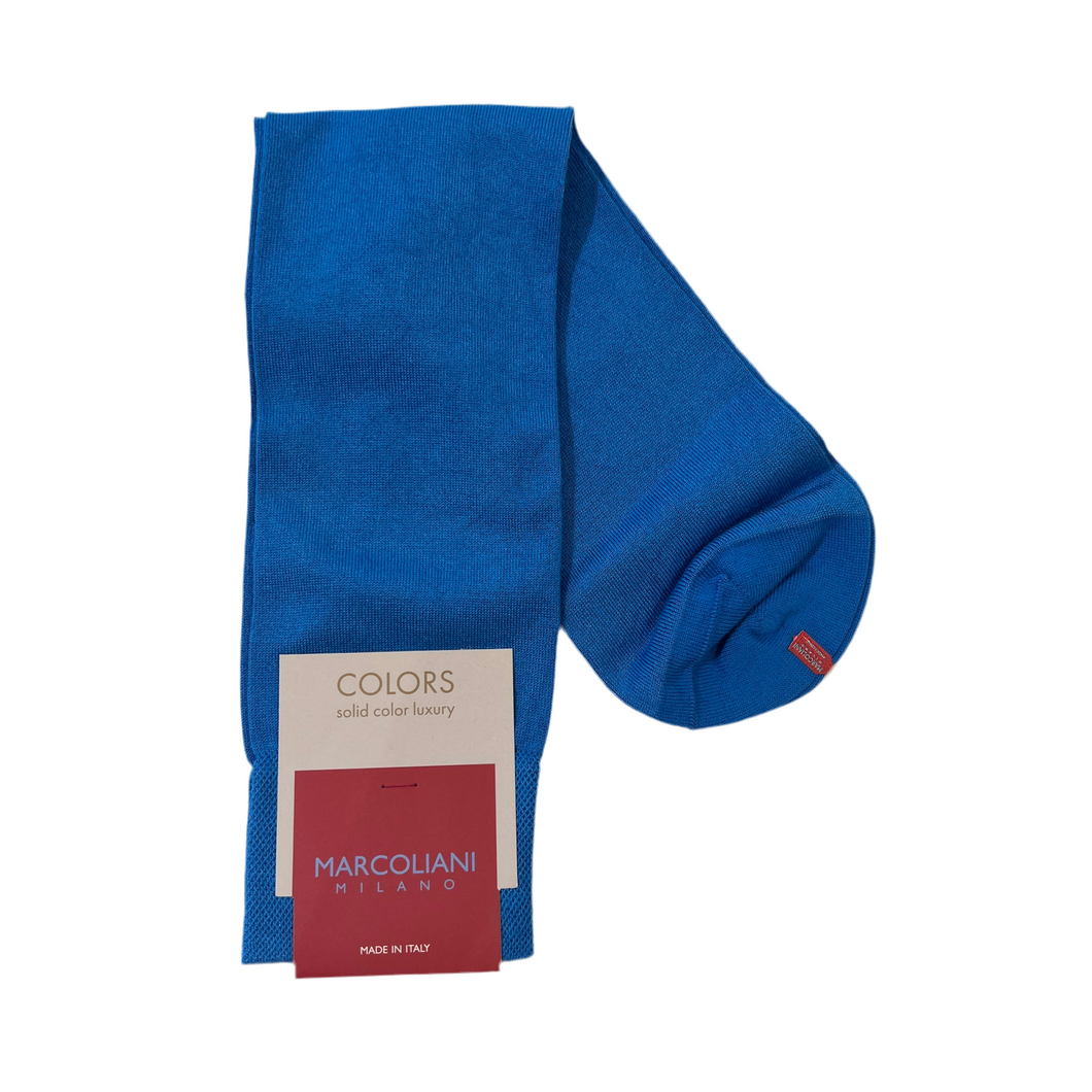 Marcoliani Mid-Calf Colors Dress Sock-Classic Plain-Peacock Blue