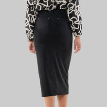 Load image into Gallery viewer, Emily McCarthy Pencil Skirt- Black Suede
