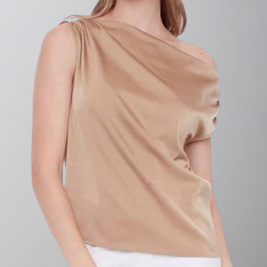 I Love Tyler Madison Lily Satin Asymmetric Top-Champagne