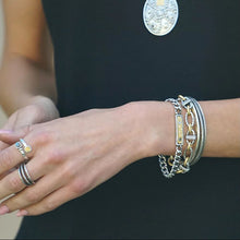 Load image into Gallery viewer, Tat2 Two-Tone Pavé Ravelle Thin Hammered Chain Bracelet-Vintage Silver
