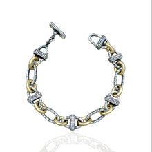 Load image into Gallery viewer, Tat2 Two-Tone Pavé Ravelle Thin Hammered Chain Bracelet-Vintage Silver
