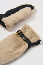 Load image into Gallery viewer, Joseph Ribkoff Faux Fur and Leatherette Mittens-Almond
