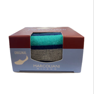 Marcoliani Invisible Touch Original Sock-Navy Petrol Stripe