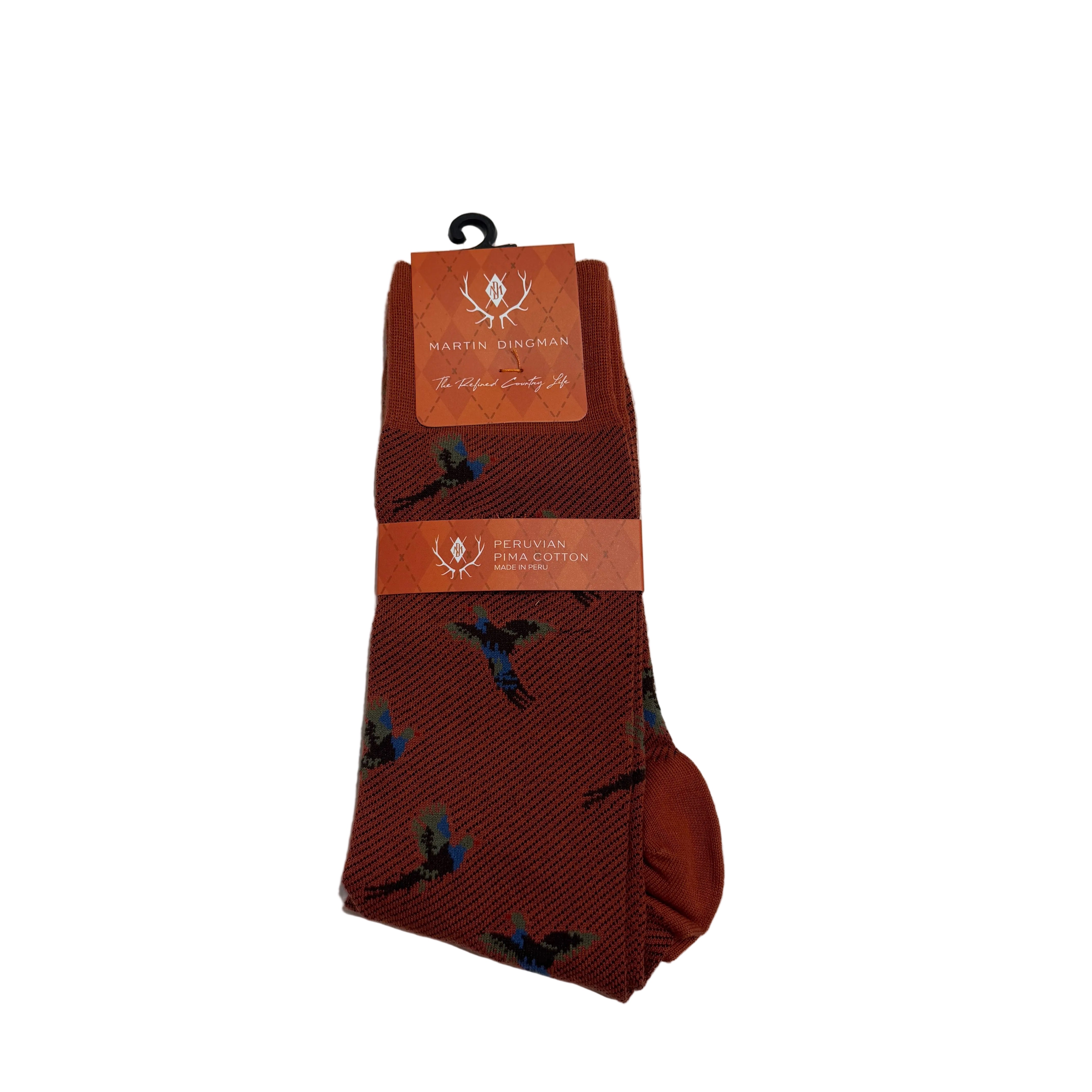 Martin Dingman Pheasant Peruvian Pima Cotton Socks-Pumpkin