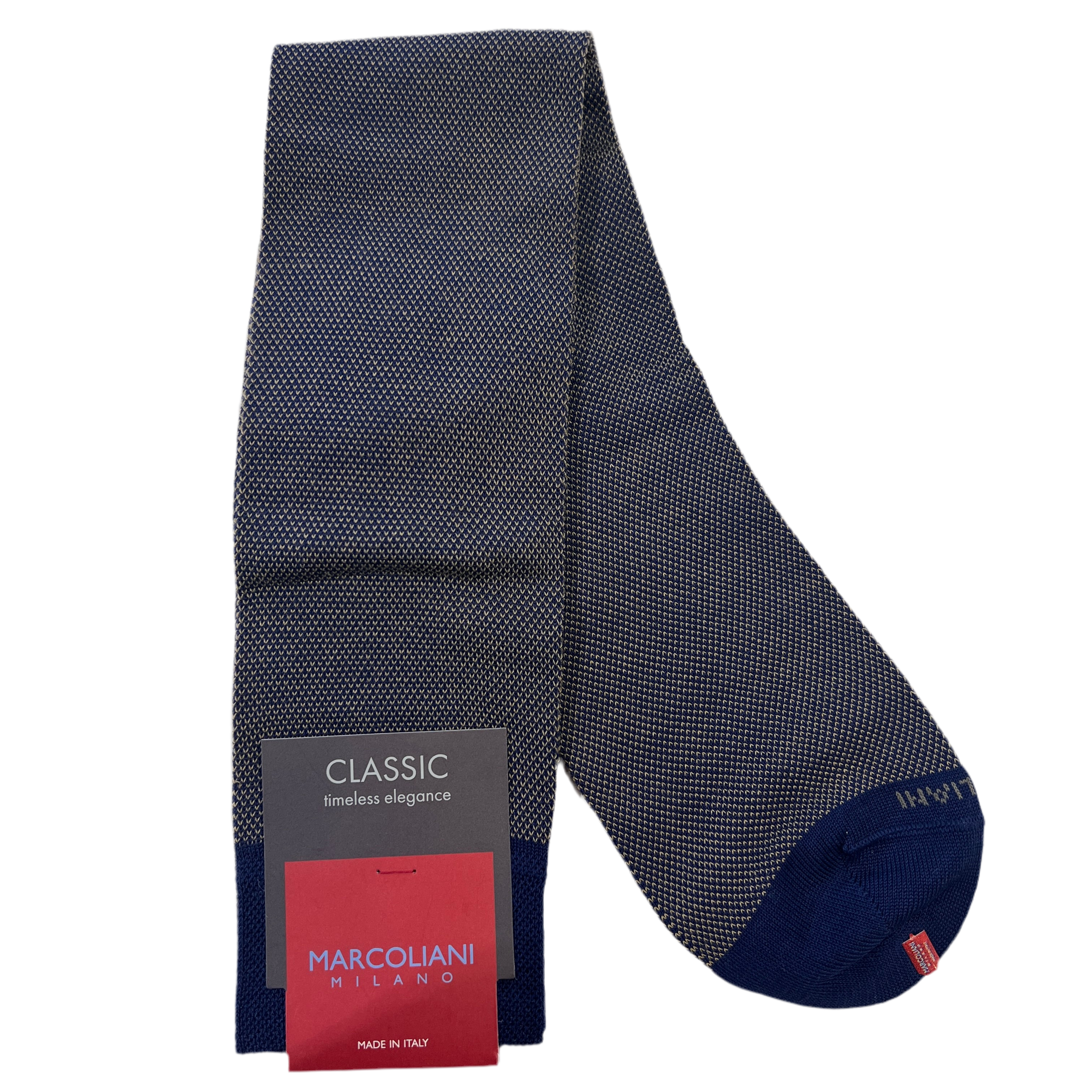 Marcoliani Over the Calf Classic Dress Sock-Birdseye-Blue Beige
