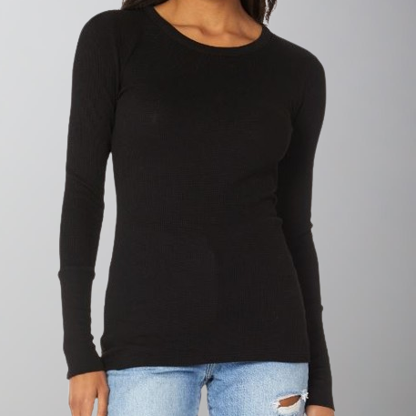 Bobi Fitted Long Sleeve New Crewneck-Black