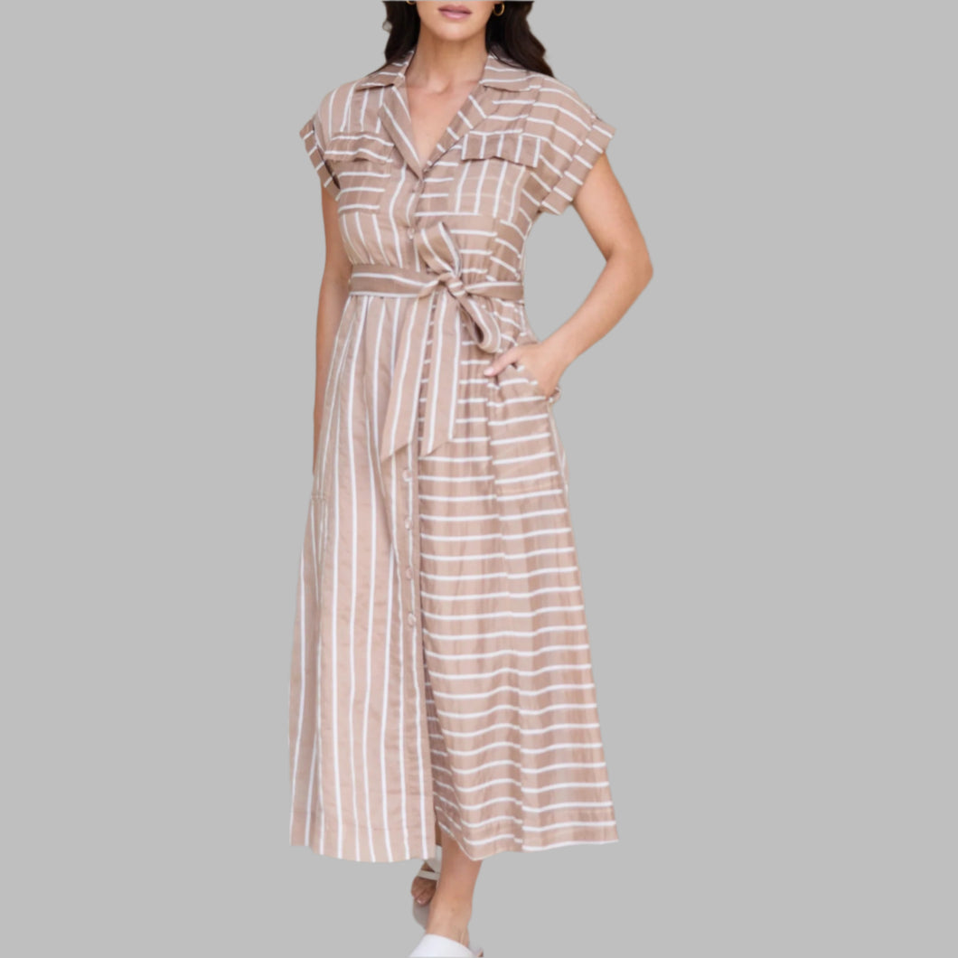Brave + True Portia Dress-Latte Stripe