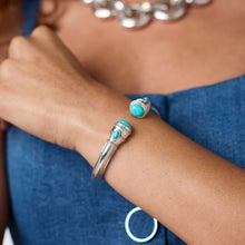 Load image into Gallery viewer, Julie Vos Cannes Demi Cuff-Turquoise Silver
