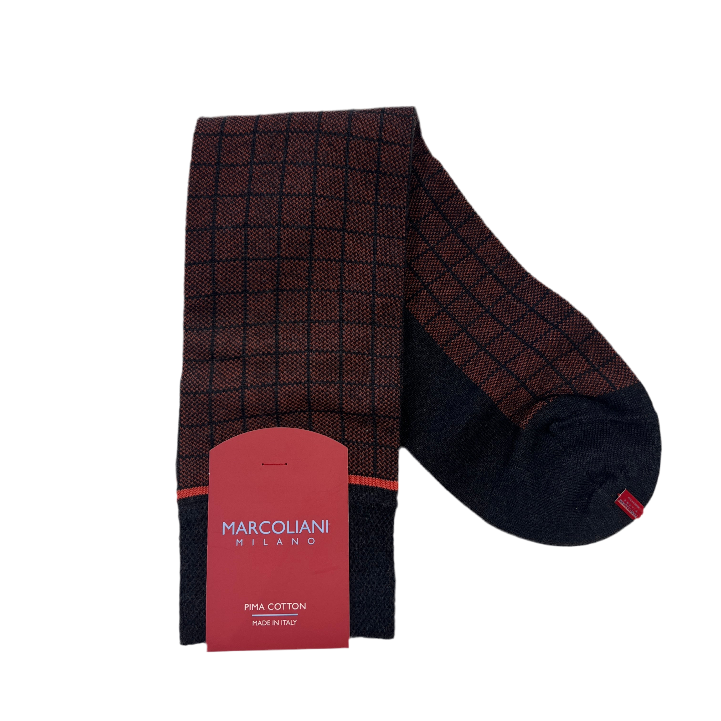 Marcoliani Mid-Calf Dress Socks-Orange Window