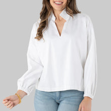 Load image into Gallery viewer, Emily McCarthy Long-Sleeve Poppy- White Cotton Poplin

