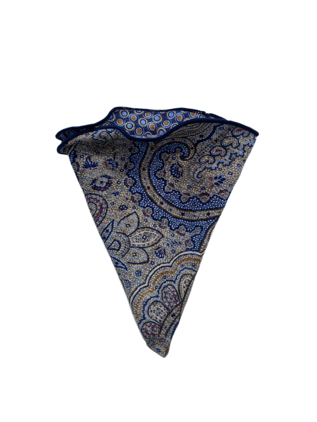 Edward Armah Reversible Pocket Circle-Exploded Paisley/Fancy Dot Print-Grey/Blue