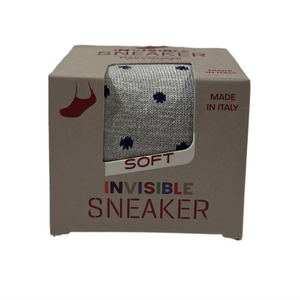 Marcoliani Invisible Touch Sneaker Sock-Ice Grey Polka Dot
