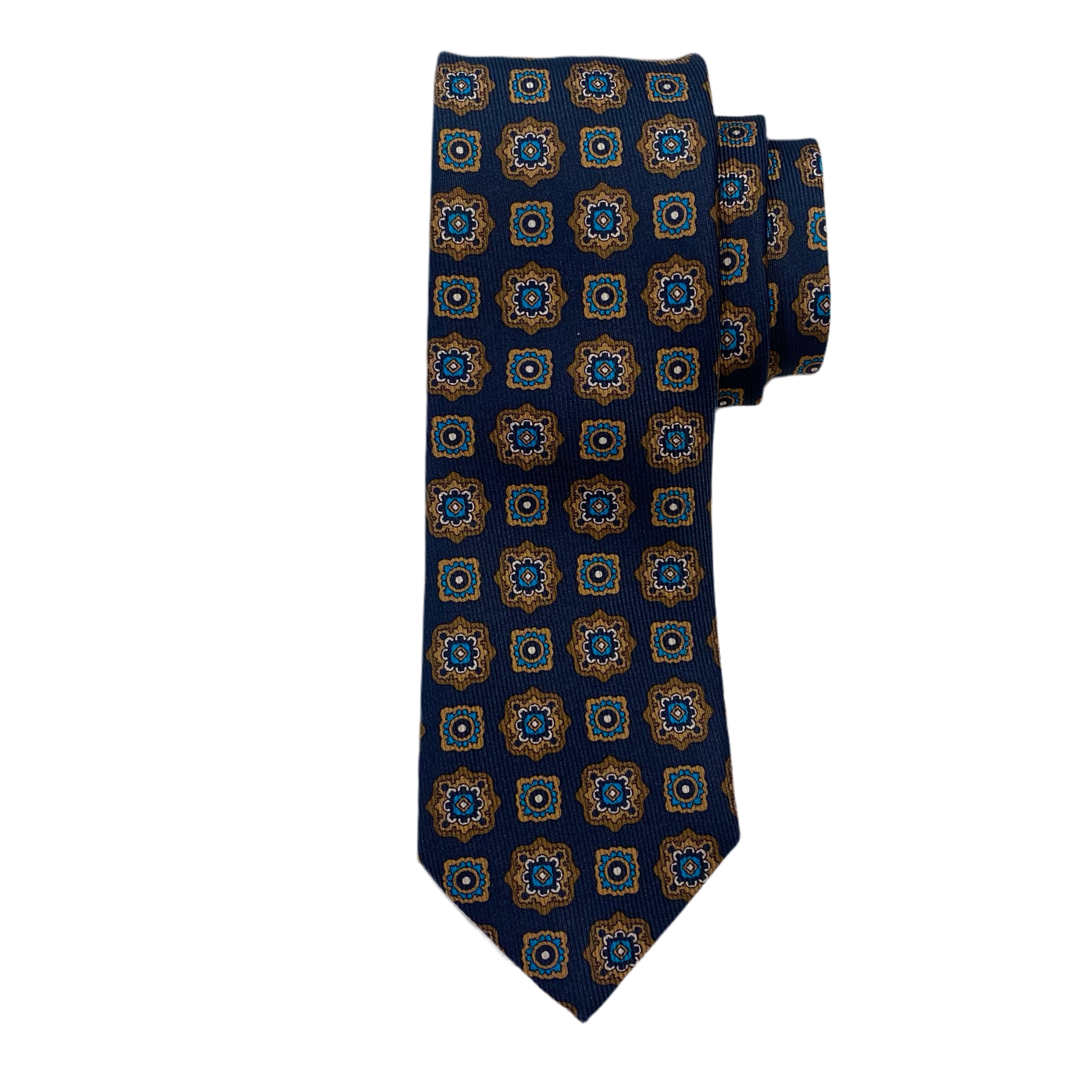 Geoff Nicholson Neckwear-Teal/Brown Large Medallion