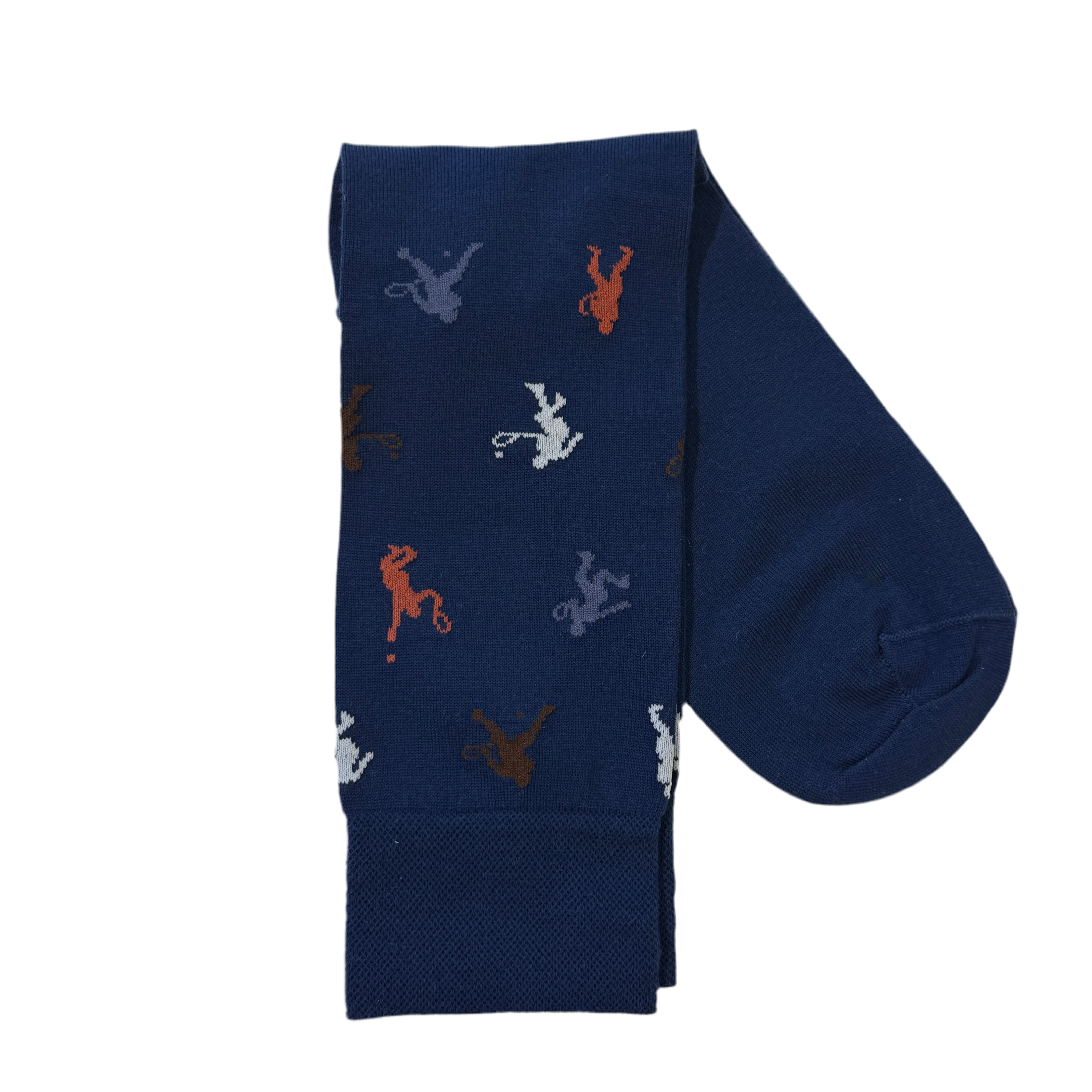 Marcoliani Mid-Calf Dress Sock-Tennis-Navy