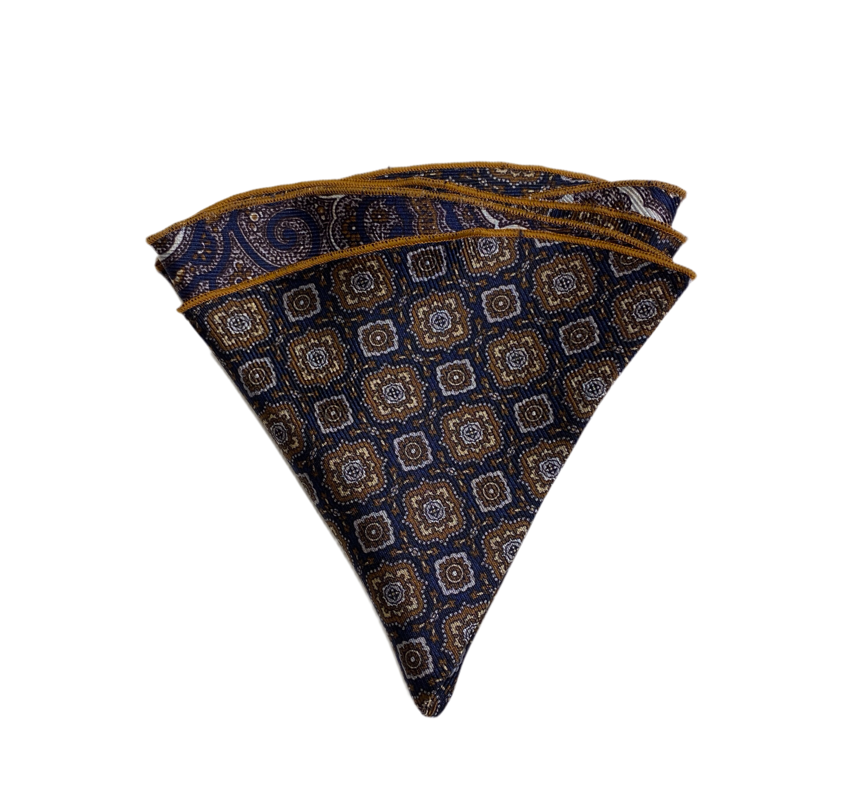 Geoff Nicholson Round Pocket Circle-Navy/Brown Medallion