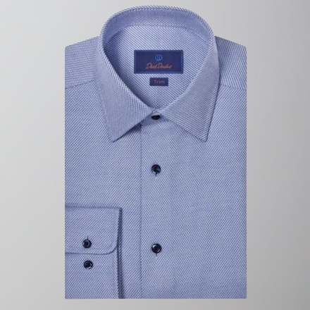 David Donahue Micro Dobby Blue Dress Shirt 17 36-37 Regular