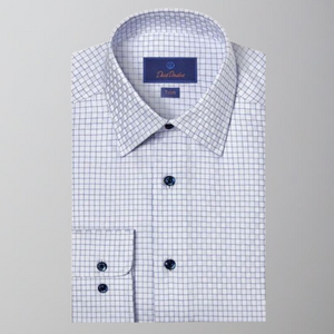 David Donahue Dress Shirt-Trim Fit-White/Black Check