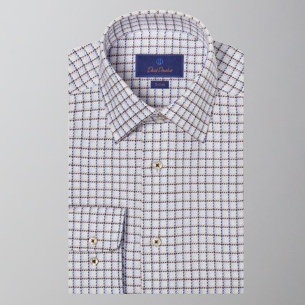 David Donahue Dress Shirt-Trim Fit-White/Chocolate Check 18 34/35 David Donahue Dress Shirt-Trim Fit-White/Chocolate Check 18 34/35