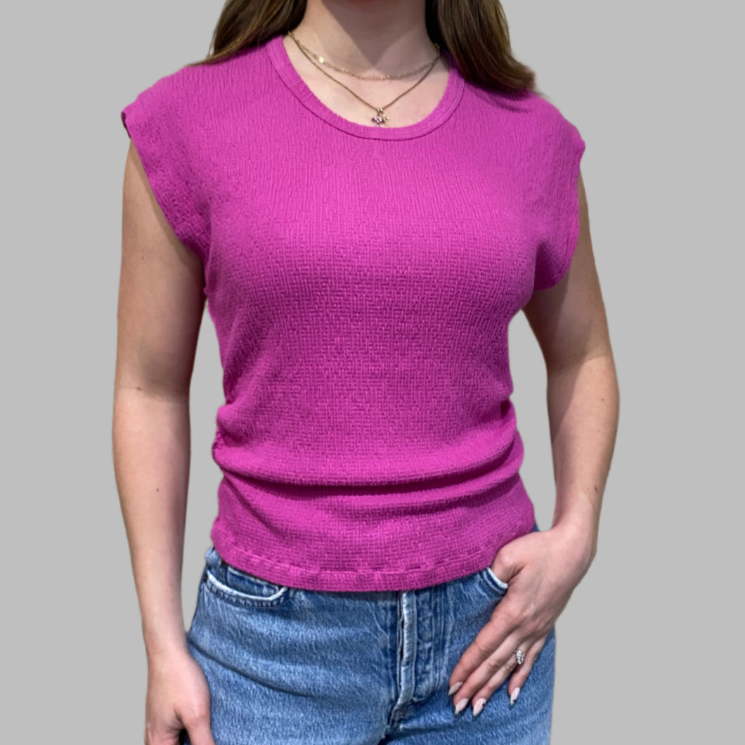 Michael Stars Leighton Power Shoulder Top-Ultraviolet