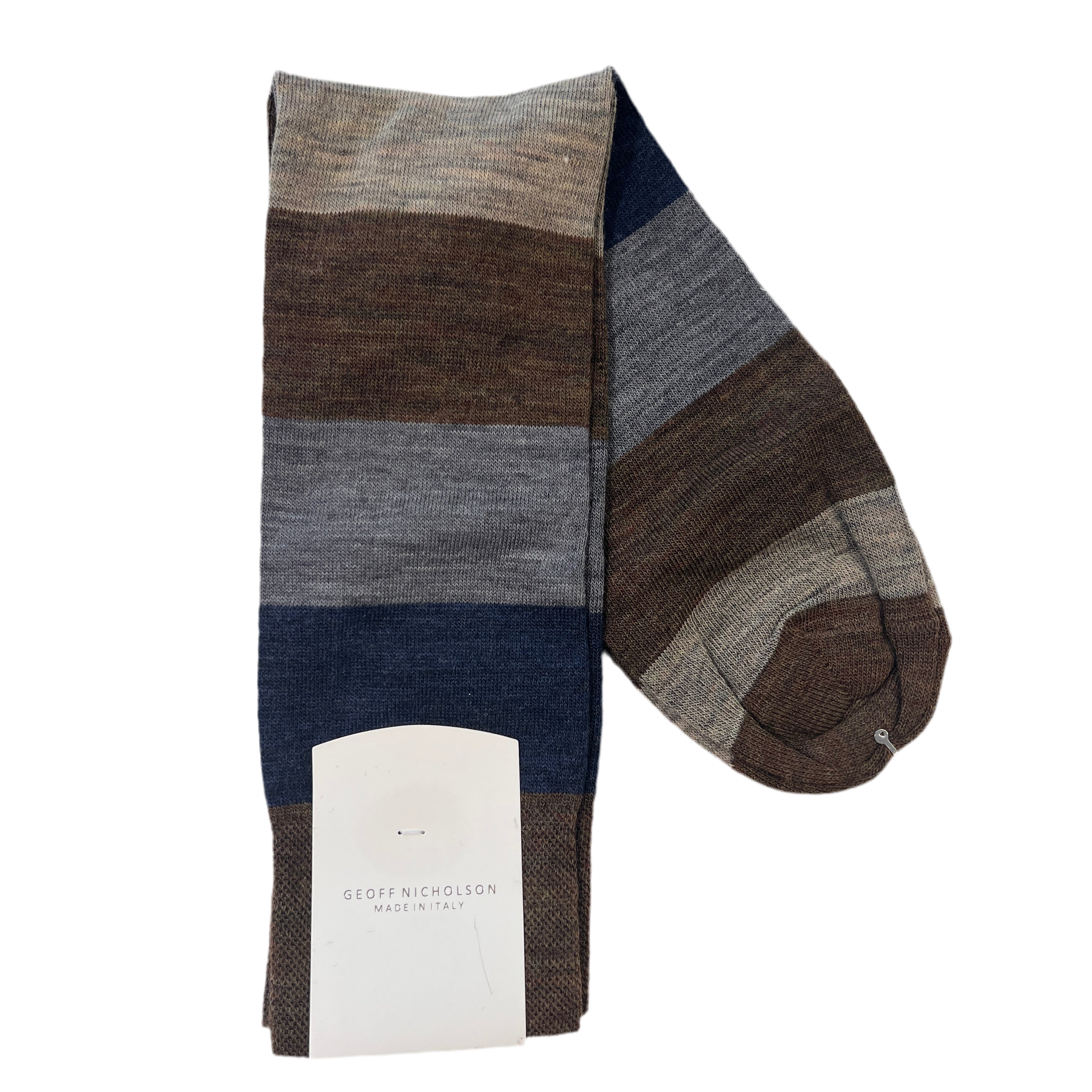 Geoff Nicholson Mid Calf Socks-Beige Grey Blue