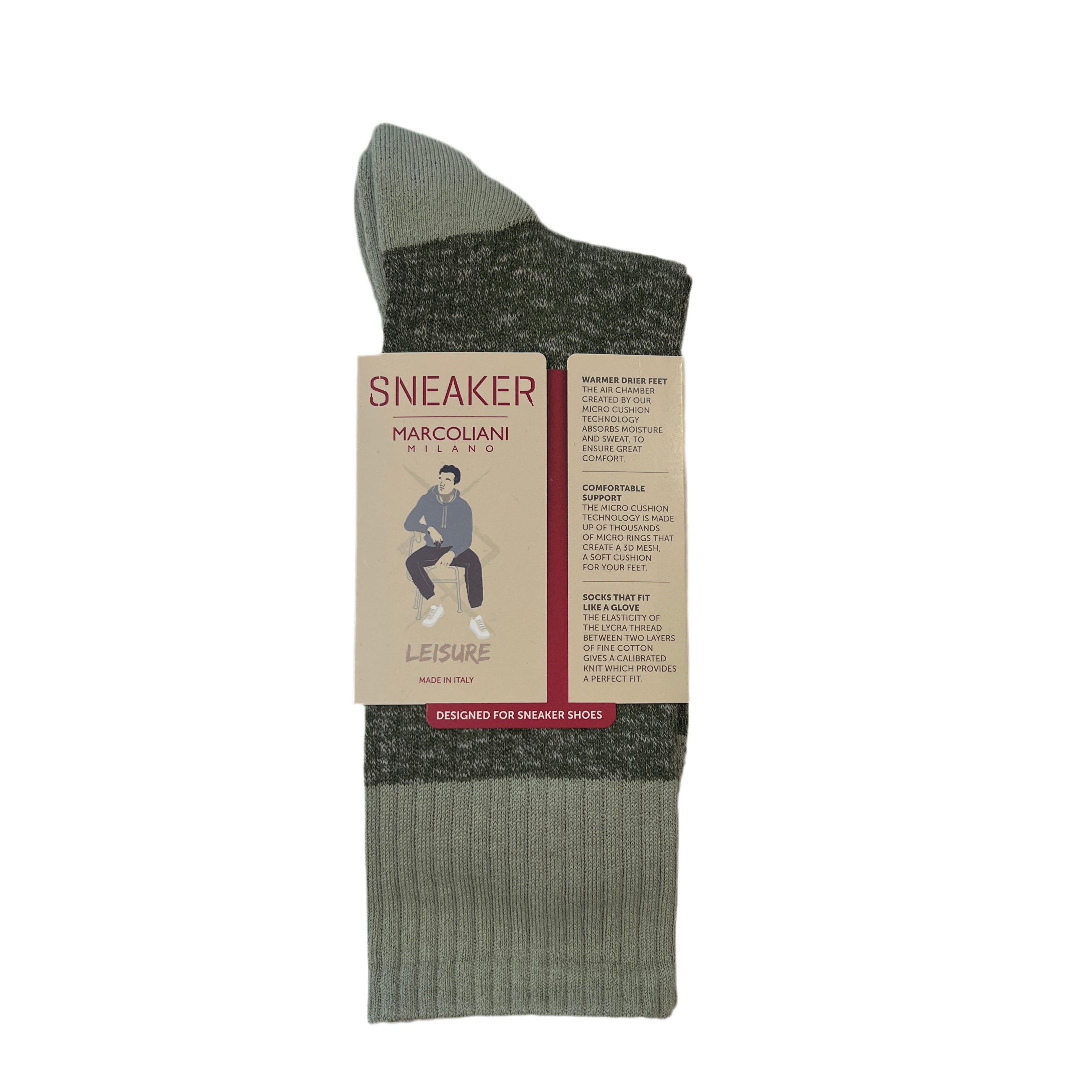 Marcoliani Leisure Sneaker Sock-Contrast Sole-Sage