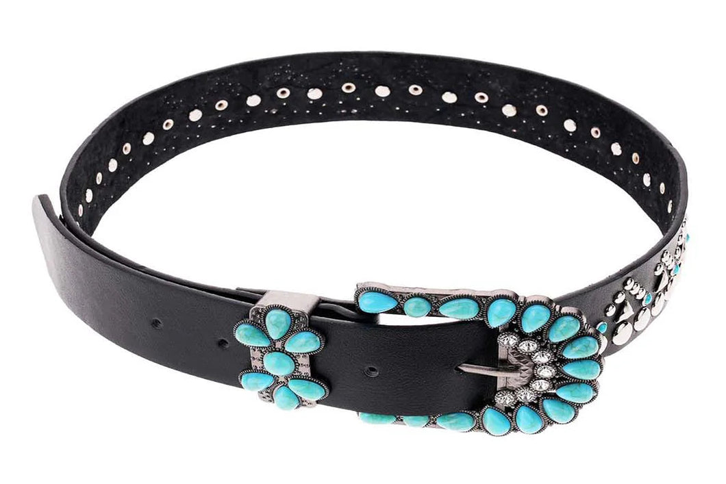 Muchette Lazaro Studded Belt- Turquoise/Black