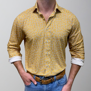 Emanuel Berg Modern 4Flex Stretch Knit Shirt-Medium Yellow