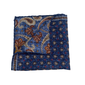 Geoff Nicholson Pocket Square-Navy Mocha Medallion