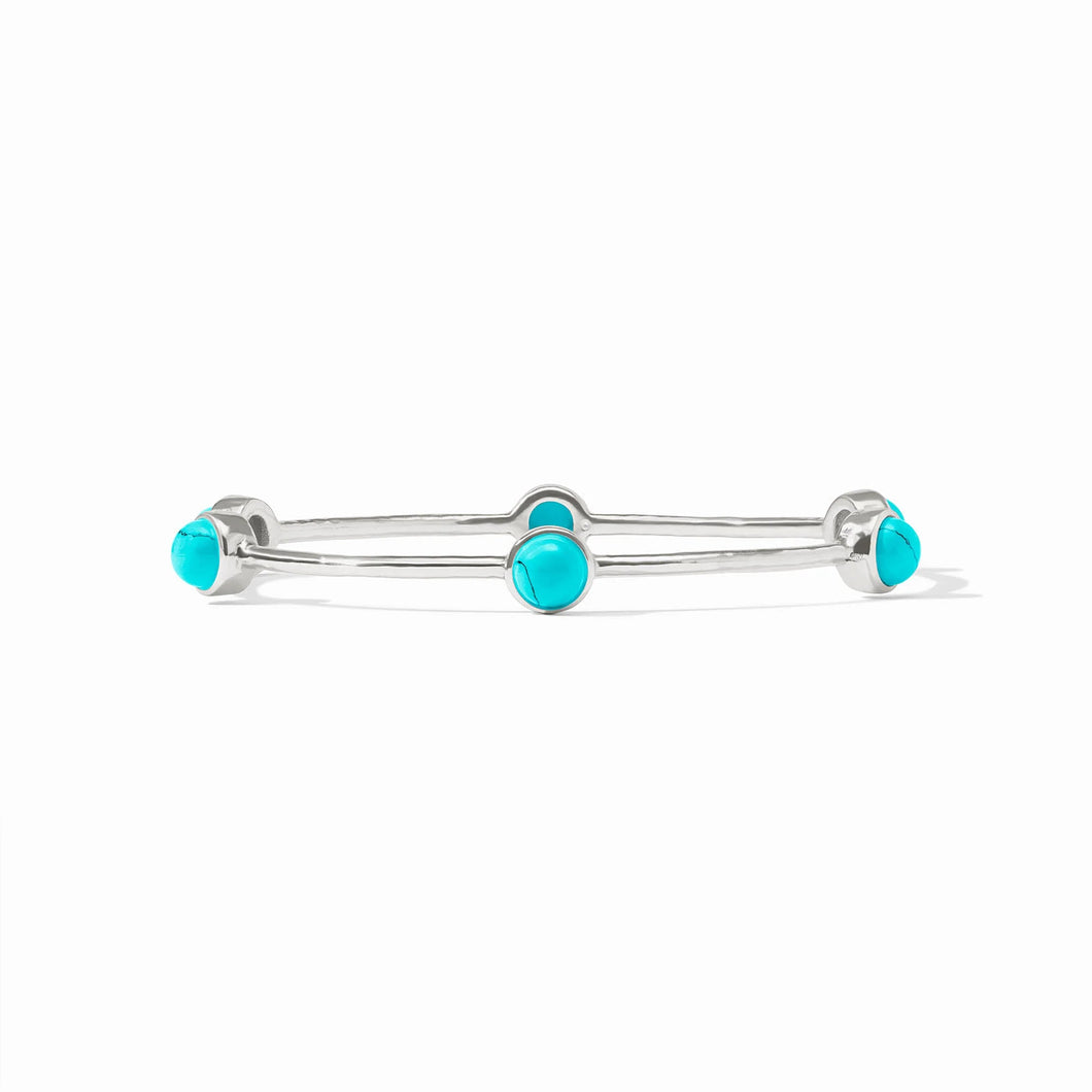 Julie Vos Silver Milano Bangle-Turquoise Blue