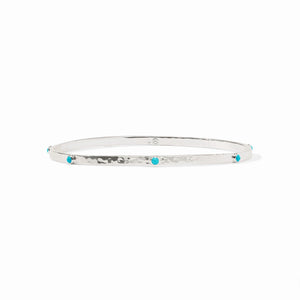 Julie Vos Silver Crescent Stone Bangle-Turquoise Blue