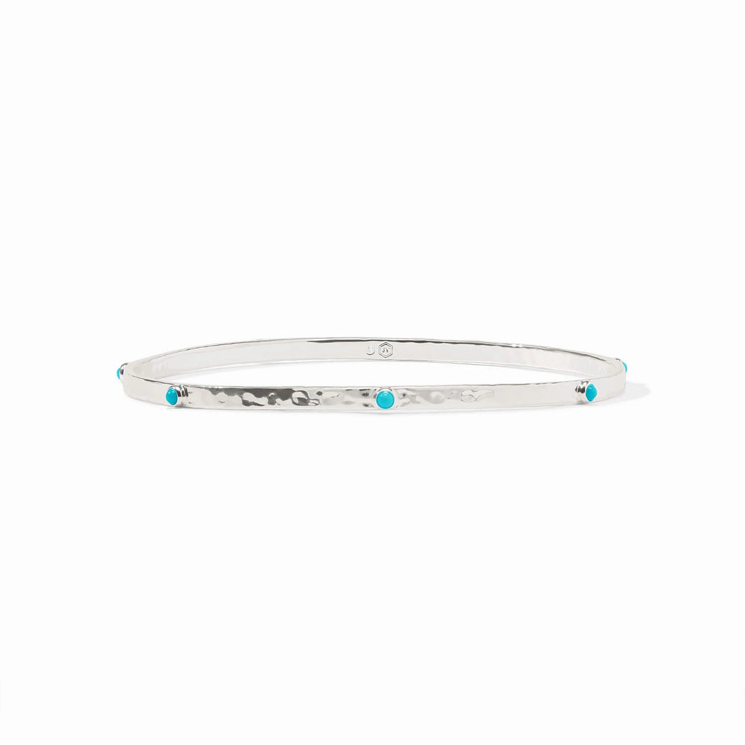 Julie Vos Silver Crescent Stone Bangle-Turquoise Blue